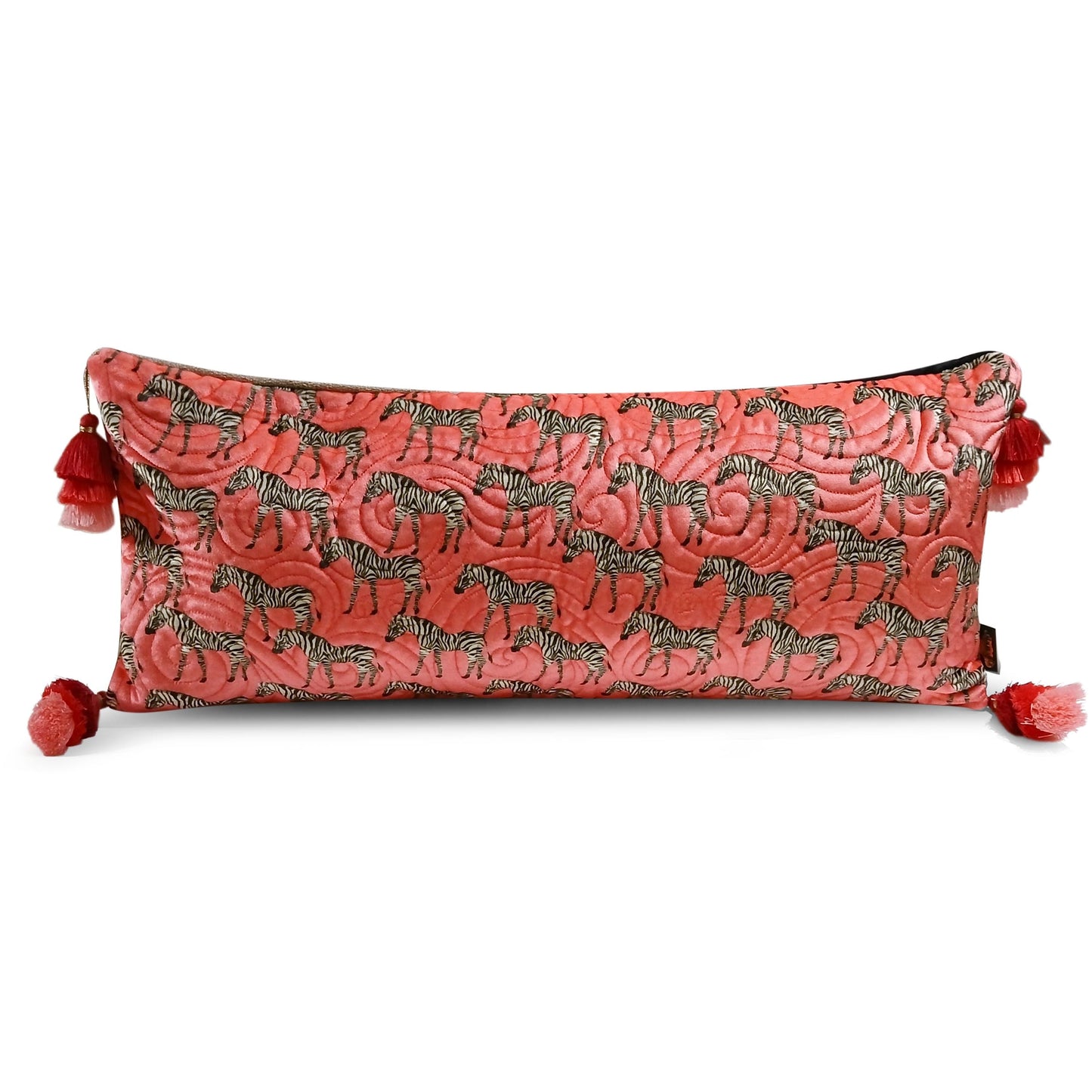 Quilted Velvet Lumbar Pillow Cover - Zebras