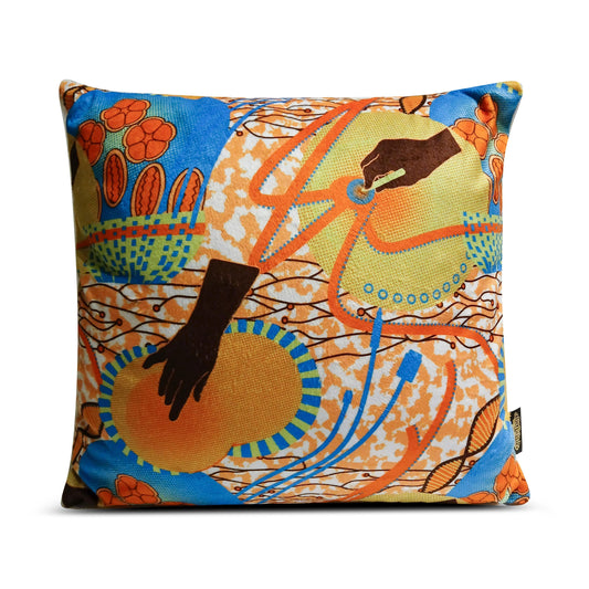 Contemporary African Print Plush Throw Pillow Cover