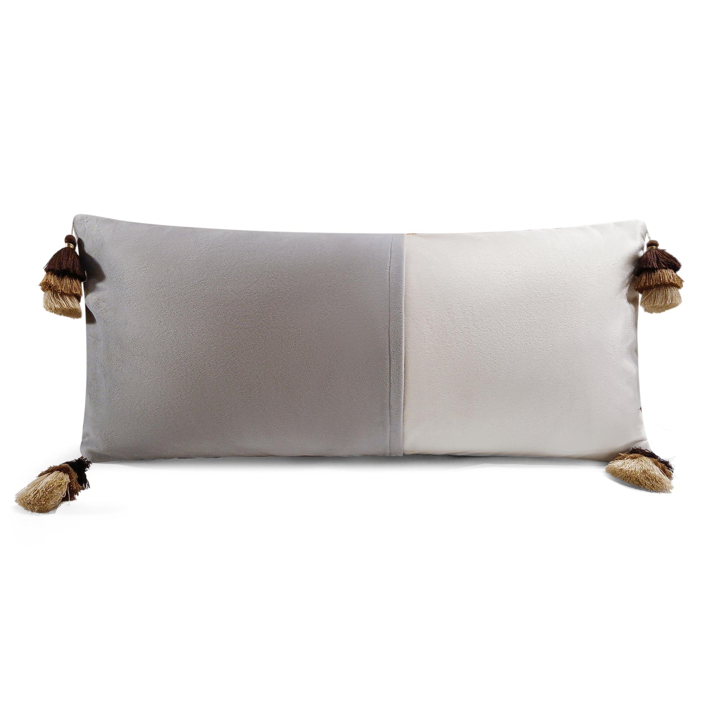 Quilted Velvet Lumbar Pillow Cover - Rust Birds