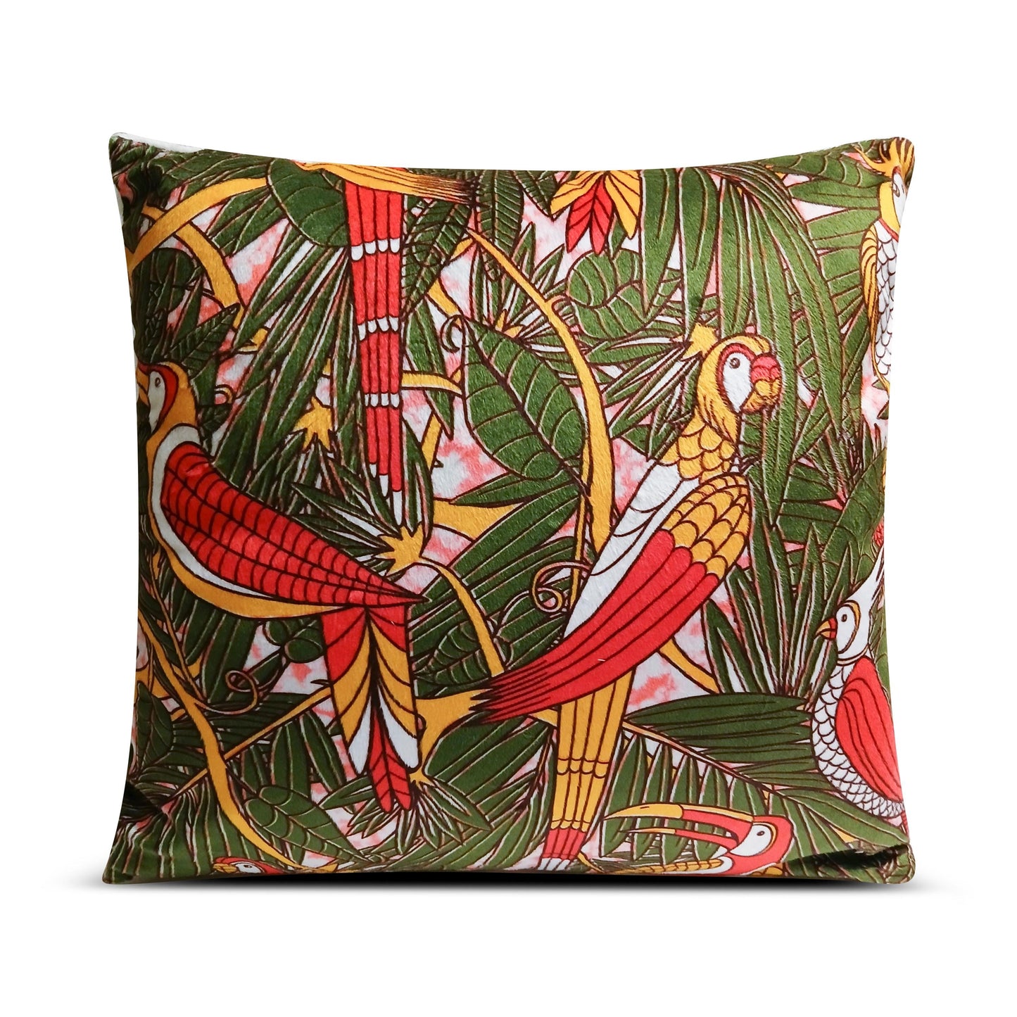 Tropical Birds African Print Plush Throw Pillow Cover