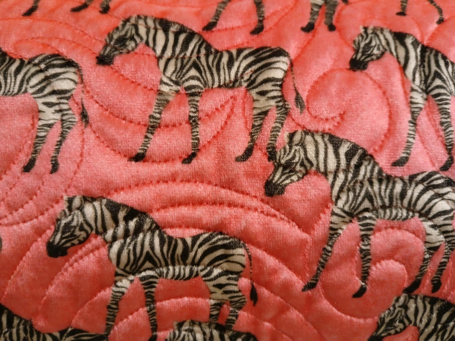 Quilted Velvet Lumbar Pillow Cover - Zebras