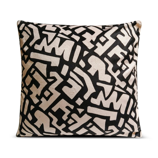 Block Letters African Print Plush Throw Pillow Cover