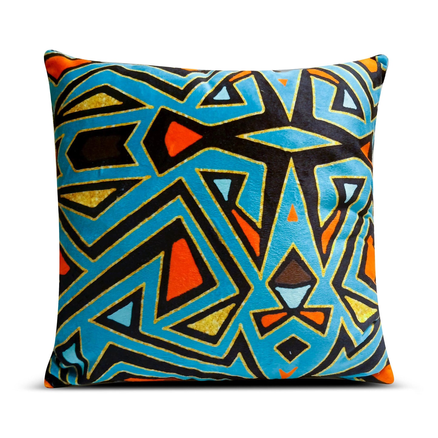 Geometric African Print Plush Throw Pillow Cover
