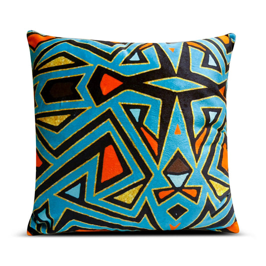Geometric African Print Plush Throw Pillow Cover