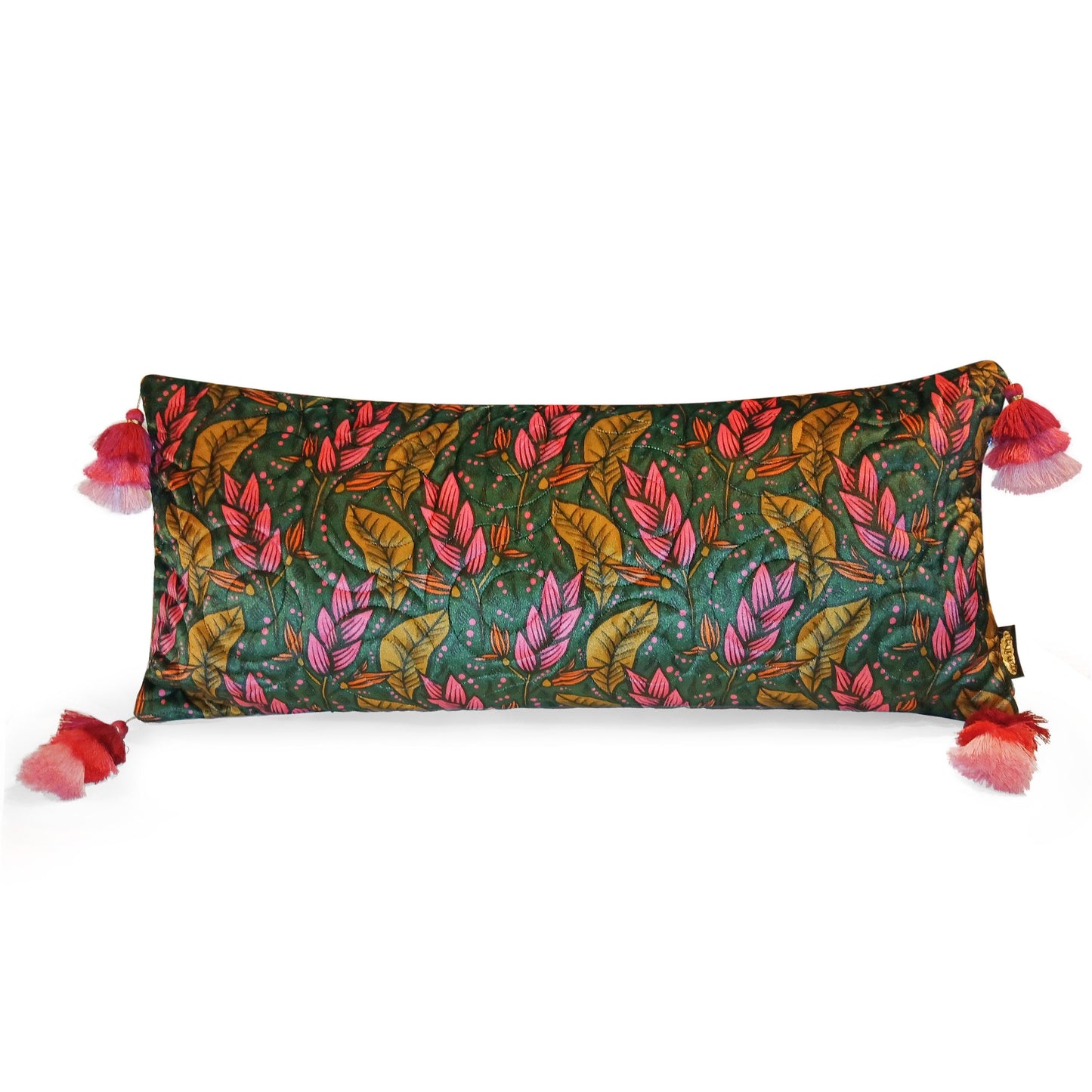 Quilted Velvet Lumbar Pillow Cover - Flowers