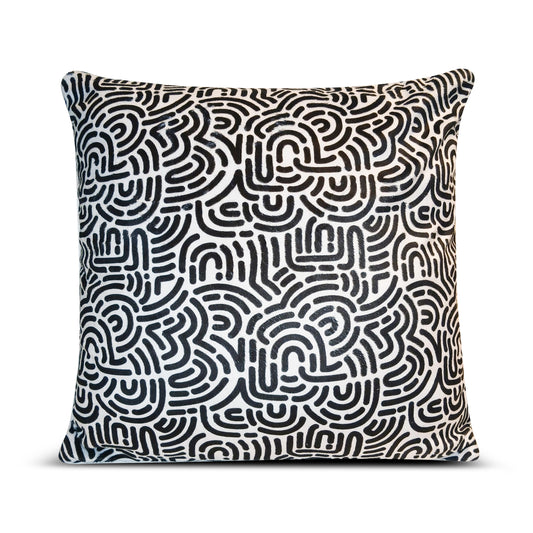 Squiggle African Print Plush Throw Pillow Cover